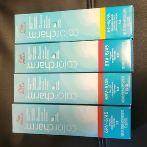 4ct Wella colorcharm demipermanent hair color:  fiery red and dark golden blond